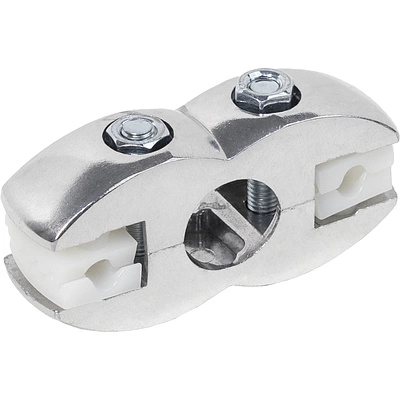 Соединитель стекло/плита к трубе d25 (551) двойной (с вкладышами), вакуумное хромирование AKS - фото 1