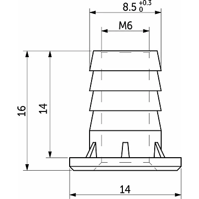 Муфта регулятора М6 вбиваемая (уп/100шт) AKS - фото 2