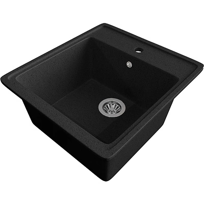 Мойка каменная, прямоугольная одночашевая, GS-10, 460*505мм, черный, врезная, Gamma Stone - фото 1
