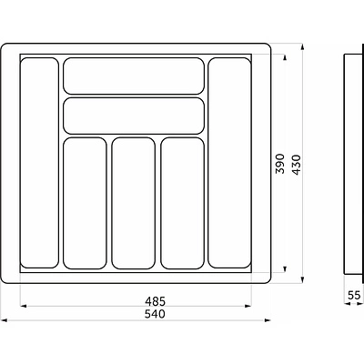 Лоток для столовых приборов 600 BASIC 540*430, серый AKS - фото 2