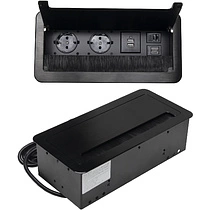 Выдвижной удлинитель AKS Atlas USB, 2 розетки, 2xUSB, HDMI, LAN, черный