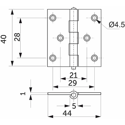 Петля карточная 40*40мм белый цинк SAZ - фото 2