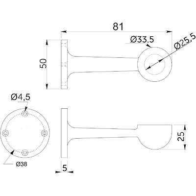 Держатель дистанционный концевой трубы d25 (995), хром AKS - фото 3