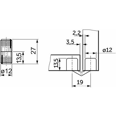 Петля цилиндрическая d12мм золото AKS - фото 2