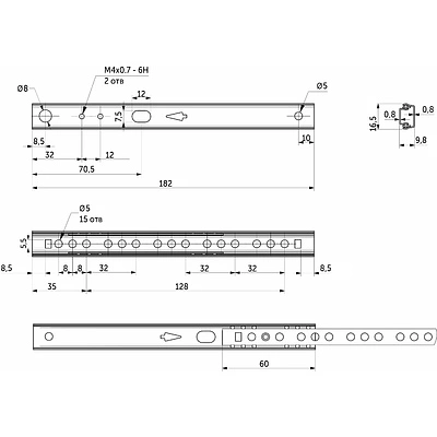Направляющая шариковая L-182 h=17 AKS A - фото 2