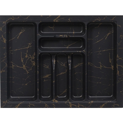 Лоток для столовых приборов 700 MARBLE 635*485, черно-золотой мрамор AKS - фото 1