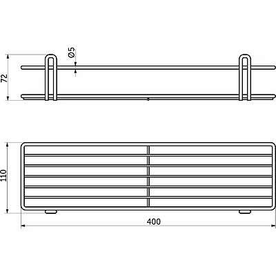 Полка подвесная прямая 1-ярусная 400*110*72, черный РФ - фото 2