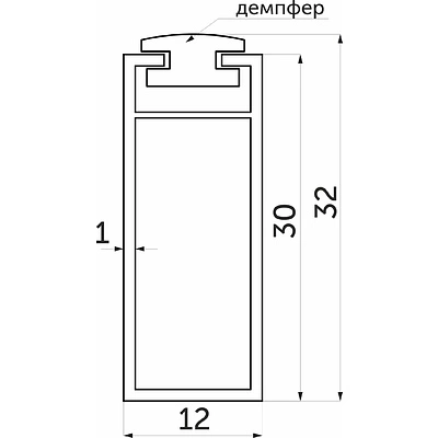 Штанга гардеробная прямоуг. FAME L-1000 с демпфером, черный браш AKS - фото 2