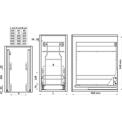 Выдвижная корзина-карго 300 VARIANT MULTI крепл.нижнее б/н, хром REJS - фото 2