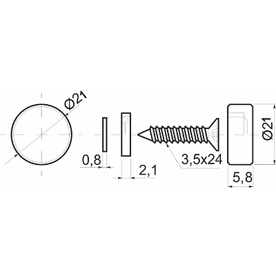 Крепление зеркала мет. AJ04АL 22мм хром (1 компл. = 4 шт.) AKS - фото 2