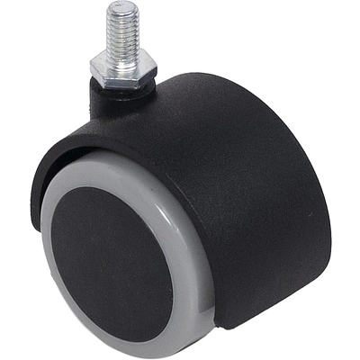 Колесо меб. пласт. FURNI d50 с винтом M8, черный/серый AKS - фото 1