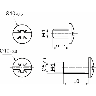 Стяжка межшкафная d5 М4x10 (уп/1тыс.шт.), AKS - фото 2