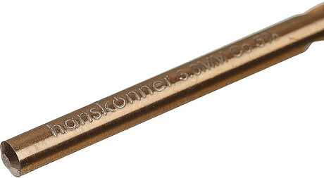 Сверло по металлу цилиндрический хвостовик 3.0х61 мм, сталь Р6М5К5 Кобальт Hanskonner (упак. = 2 шт.) - фото 2