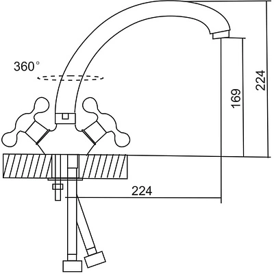 Смеситель для кухни высокий, латунь, GS-008, черный мат, Gamma Stone - фото 2