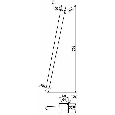 Опора меб. конусная h720 наклонная, черный AKS - фото 2
