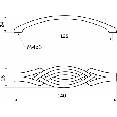 Ручка меб. скоба мет. PALAZZO 128 античная латунь, AKS - фото 2