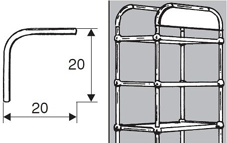 Угол трубы d25 (517) 90* 20*20, хром AKS - фото 2