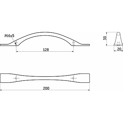 Ручка меб. скоба мет. GRACE 128 брашированное золото, AKS - фото 2