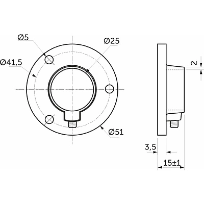 Крепление (розетка) трубы d25 (510А), хром AKS - фото 2