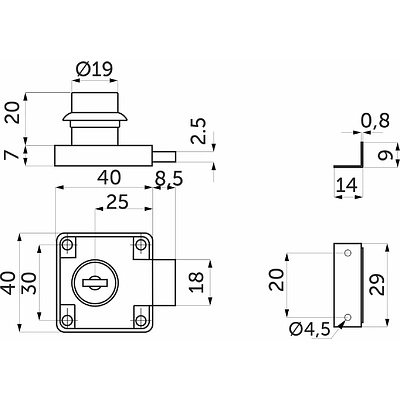 Замок для распашной двери механический 138 AKS - фото 2