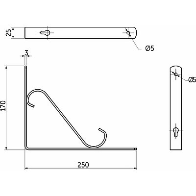 Полкодержатель мет. SONATA 250*170*25*3, черный AKS - фото 2