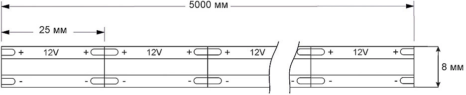 Лента светодиодная AKS COB - 9,8W/m, 8мм, 320 д/м, IP20, холодный белый (6000K) - 5м - фото 3