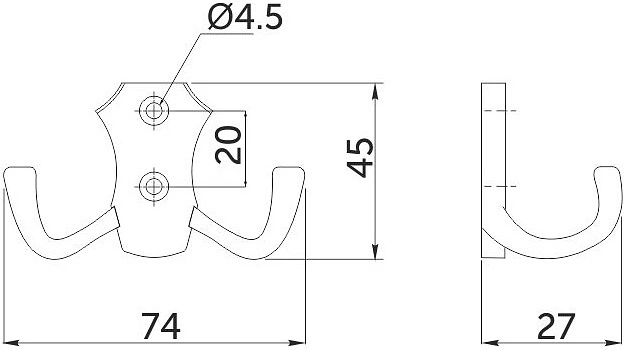 Крючок меб. двухрожковый мет. WP89 сатин GRIDLI - фото 7