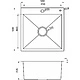 Мойка н/сталь, квадратная одночашевая, 500*500мм, мат сатин, PVD, врезн на/вровень столешнице, AKS (3,2мм) - фото 2