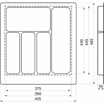 Лоток для столовых приборов 500 PIXEL 435*485, графит AKS - фото 2