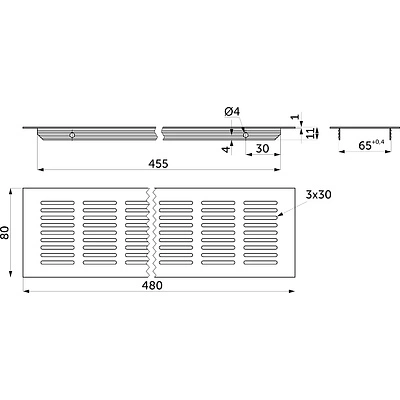 Решетка вентиляционная 480х80мм серебро алюминий AKS - фото 2