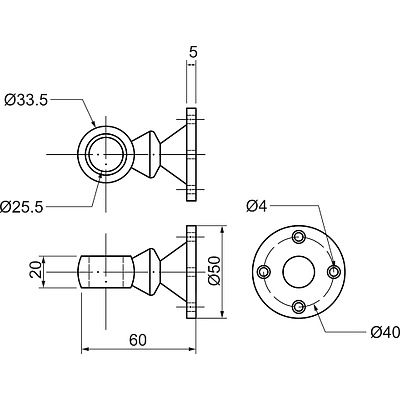 Держатель дистанционный проходной трубы d25 (992), черный AKS - фото 2