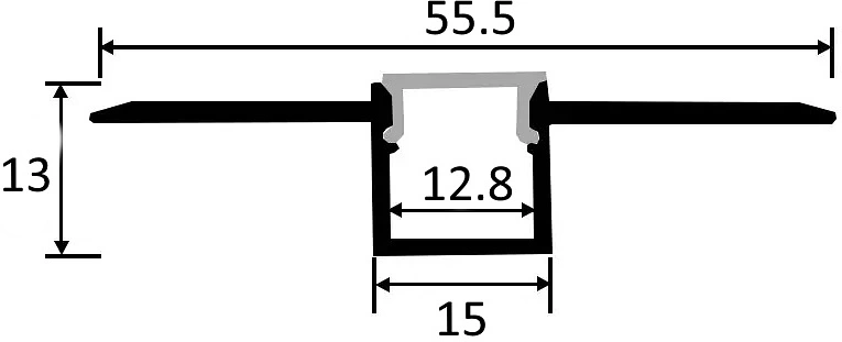 Профиль алюминиевый врезной в гипсокартон RIGEL-1513C, с экраном, цвет алюминий, 2м, AKS (в комплекте 4 заглушки) - фото 2