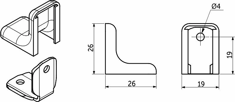 Уголок с металлической основой и пластиковой крышкой бук 03 (уп/10шт) LUNA - фото 2
