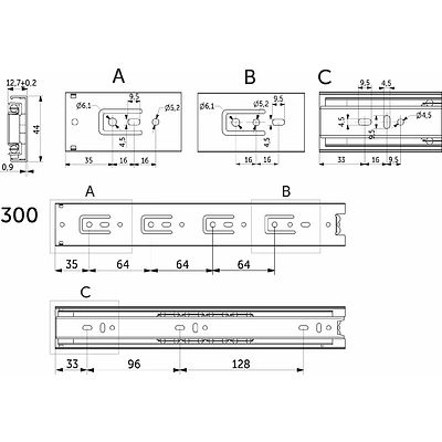 Направляющая шариковая L-300 h=45 AKS LIGHT A - фото 2