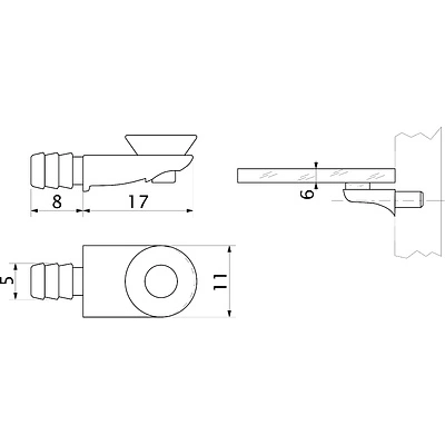 Полкодержатель для стекла мет. L-003B хром (1уп.=20шт) AKS - фото 2