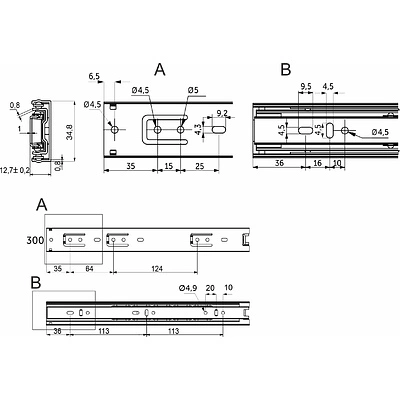 Направляющая шариковая L-300 h=35 AKS C - фото 2