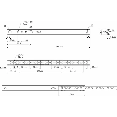 Направляющая шариковая L-246 h=17 AKS A - фото 2