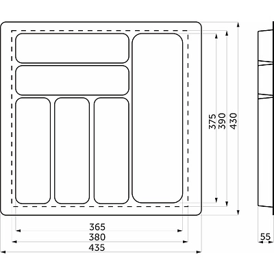 Лоток для столовых приборов 500 BASIC 435*430, серый AKS - фото 2