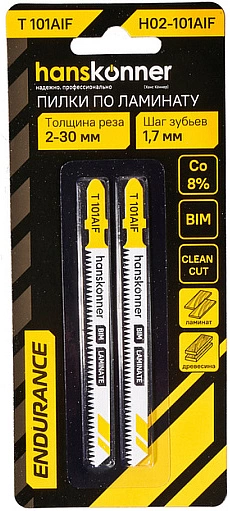 Полотна для электролобзика по дереву, чистый рез 75 мм. T101AIF Hanskonner (упак. = 2 шт.) - фото 4