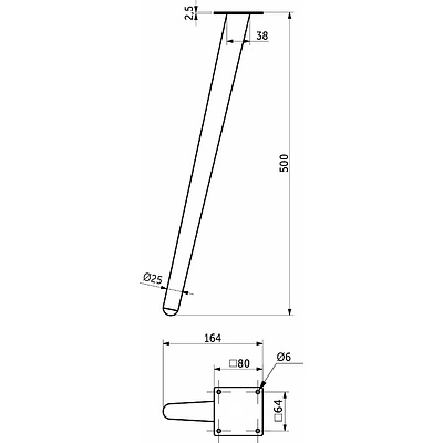 Опора меб. конусная h500 наклонная, структура дерево AKS - фото 2