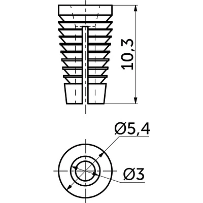 Втулка под саморез на полосе 5*10, пластик, белая (уп/1тыс.шт) AKS - фото 2