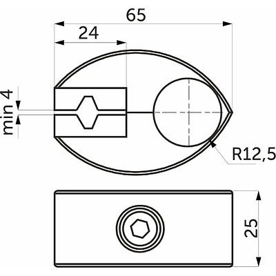 Соединитель стекло/плита к трубе d25 (550) одинарный (с вкладышами), вакуумное хромирование AKS - фото 2