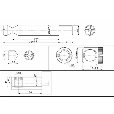 Коническая стяжка D10 для плит от 16мм со штоком 7*30/M6*9 (уп/ 10 компл) AKS - фото 2