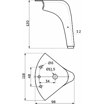 Опора меб. мет. OLYMPIA h120 угловая матовый хром AKS - фото 2