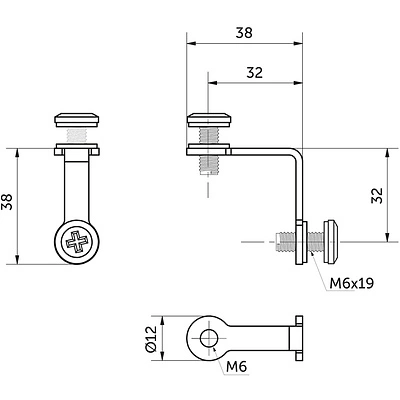 Крепление стеклянного куба мет. тройное AKS - фото 3