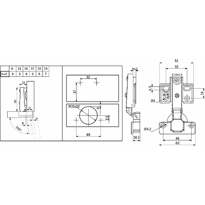 Петля накладная с доводчиком 48мм h2 несъемная планка (4 отверстия) GRIDLI - фото 2