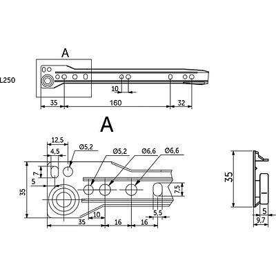 Направляющая роликовая L-250 0,8мм AKS белая - фото 2