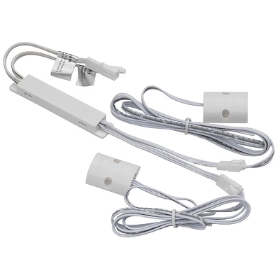 Выключатель бесконтактный на преграду, двойной, накладной, 12/24V, 60W/100W, белый, AKS - фото 1