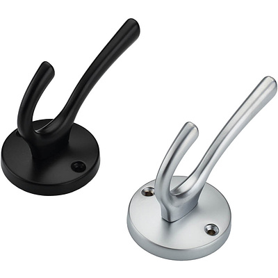 Крючок меб. двухрожковый мет. HORN черный AKS - фото 1