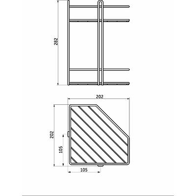Полка подвесная угловая 2-ярусная 202*202*282, черный РФ - фото 2